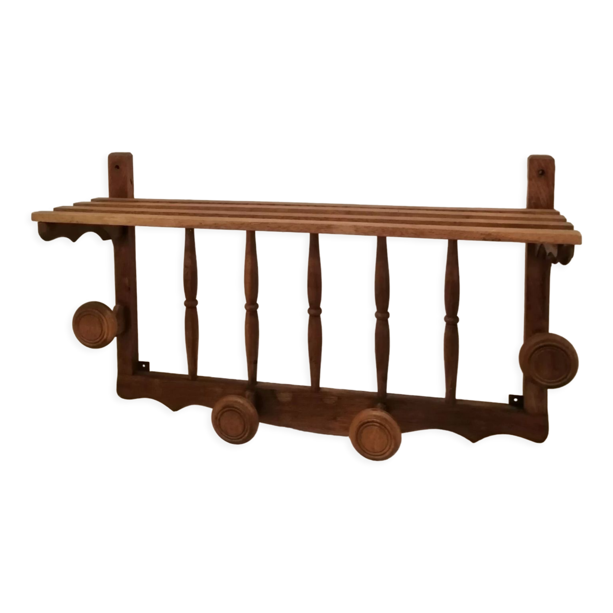 Rustic wooden wall coat rack