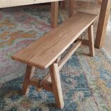 "A frame" bench in solid oak, patinated.