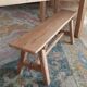 "A frame" bench in solid oak, patinated.