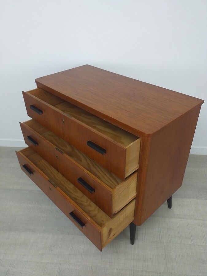 Scandinavian dresser 60s teak vintage compass feet