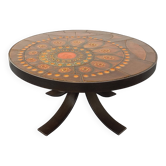 Table basse ronde vintage des années 60 70 de Raymond Corroyez en céramique