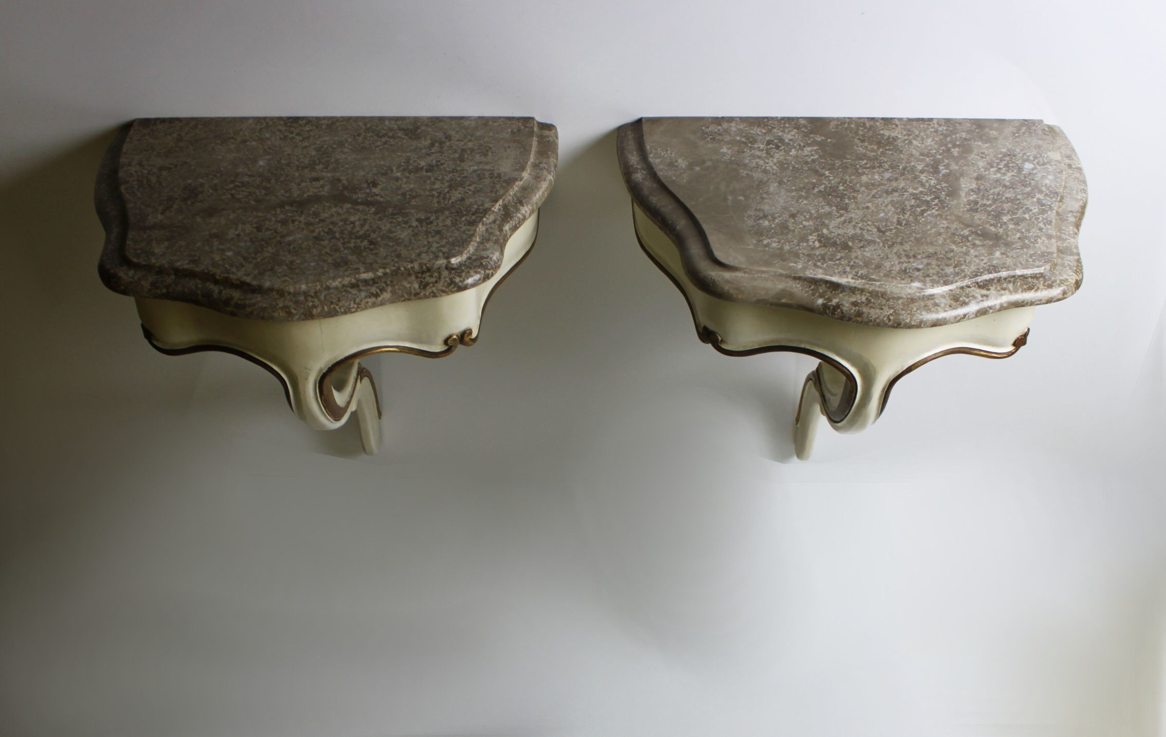Pair of Venetian wall consoles, Italy, 20th century