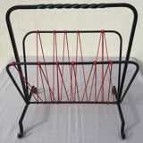 OLD MAGAZINE HOLDER VINTAGE BOOKS 50/70' WROUGHT IRON SCOUBIDOU