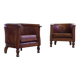 Set of vintage club chairs in leather, 1920s