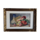 Ancient watercolor with flower basket and pitcher