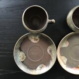 Set of 2 flamed brown stoneware cups
