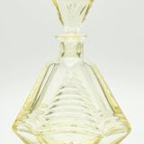 Matching pair of bohemian crystal decanters with art deco motifs