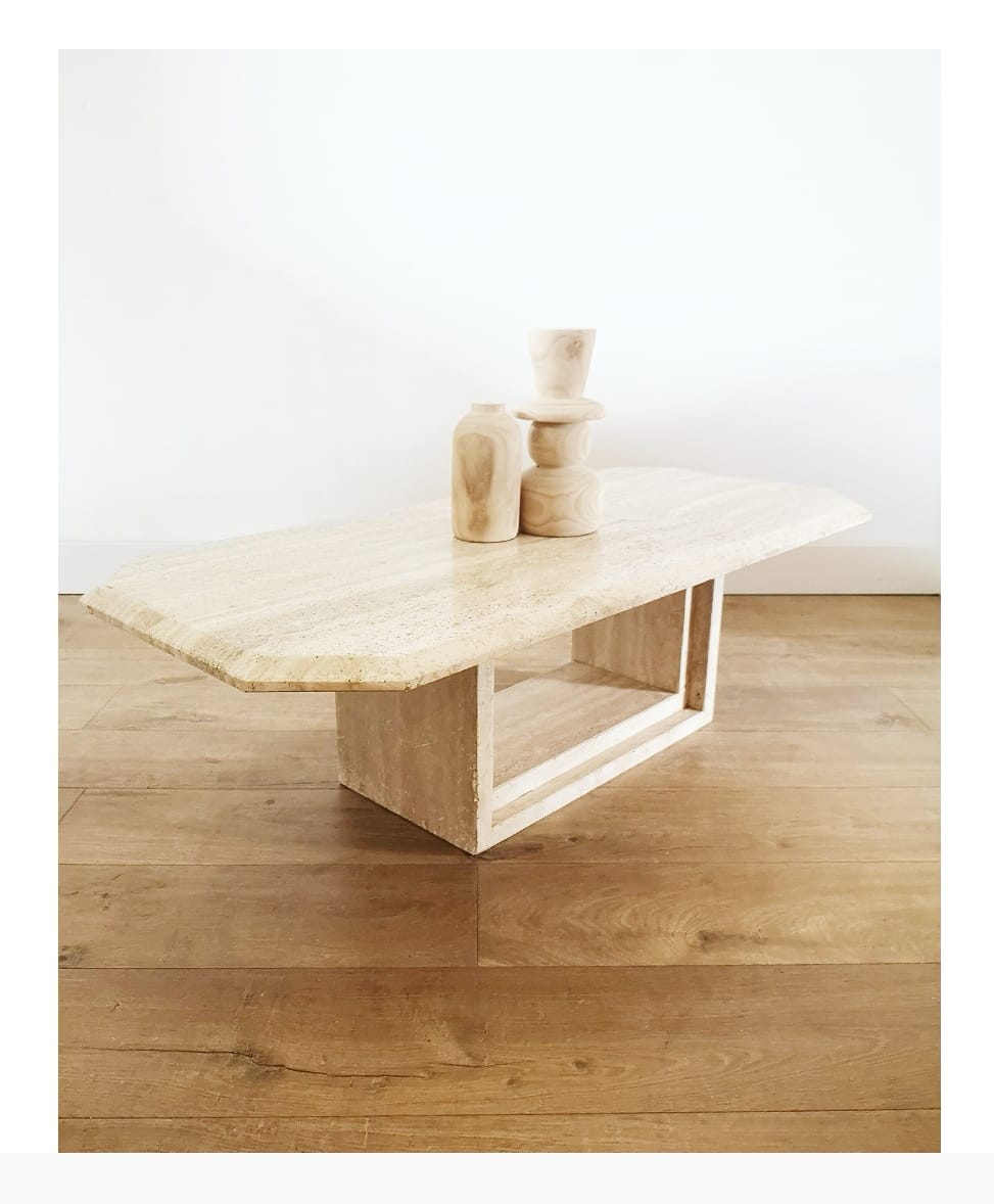 Travertine coffee table