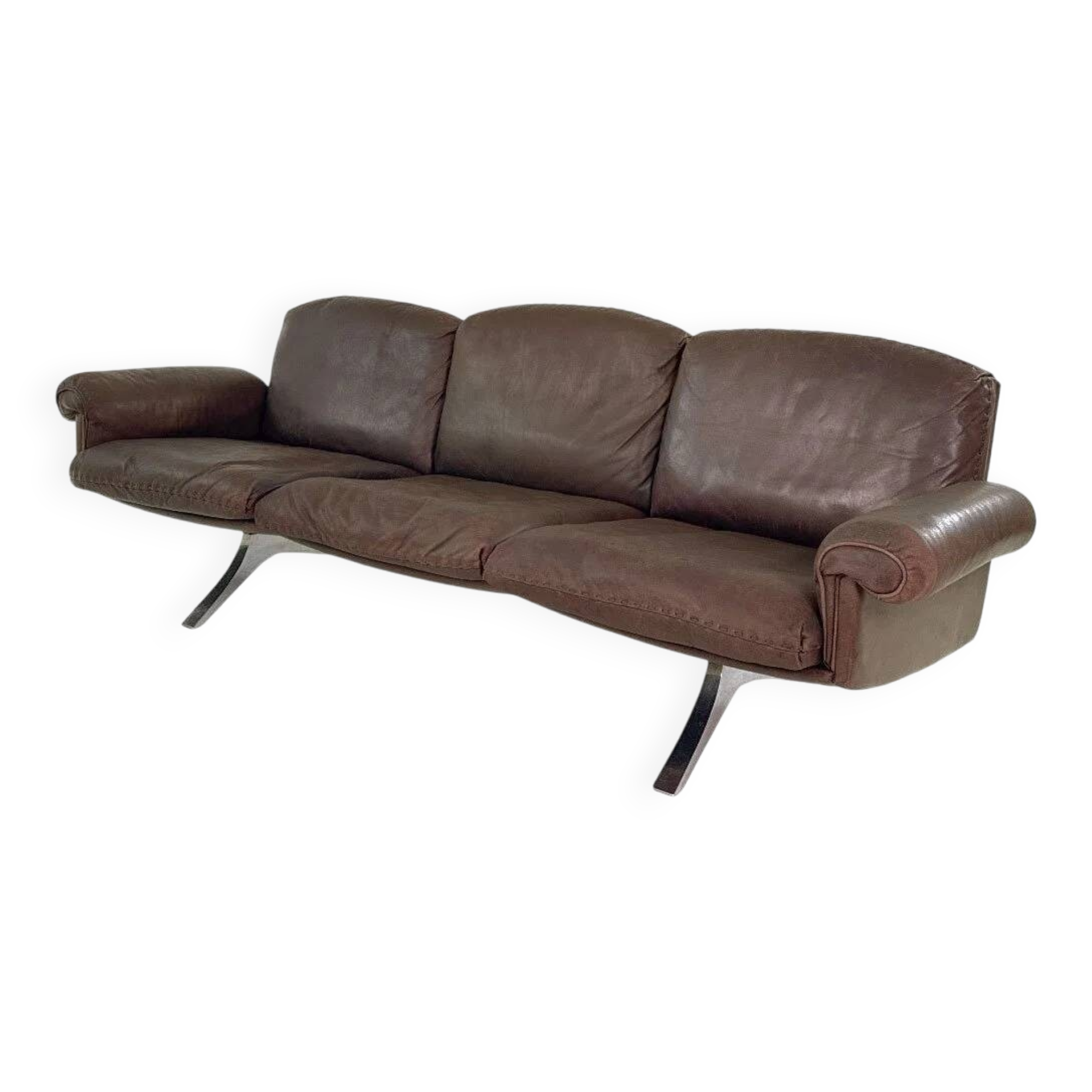 Vintage De Sede DS-31 three-seater sofa – brown leather design classic