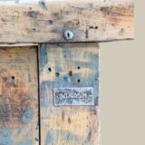 Blue patina beech drawer console established in 1940.