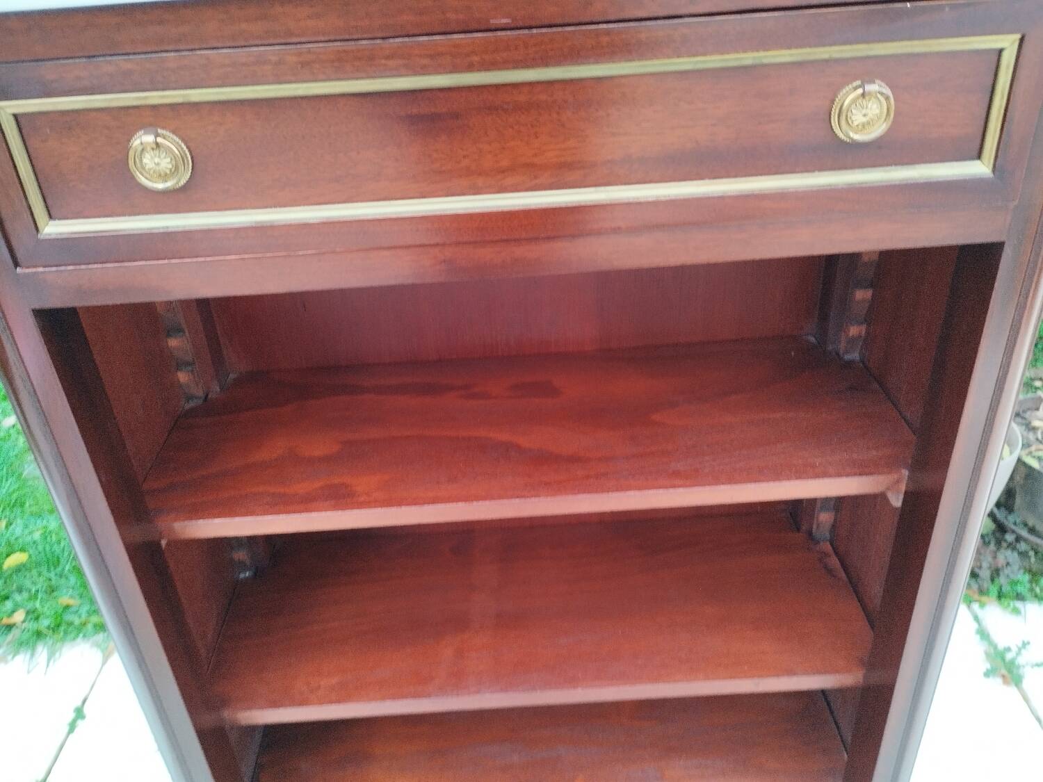 Antique Bibus bookcase in Louis XVI style with marble top