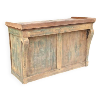 Old oak trade counter, weathered raw wood