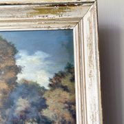 Tableau ancien paysage de forêt signé S.Gautier