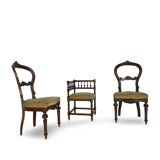 2 chaises et 1 chaise de coin italiennes, années 1950