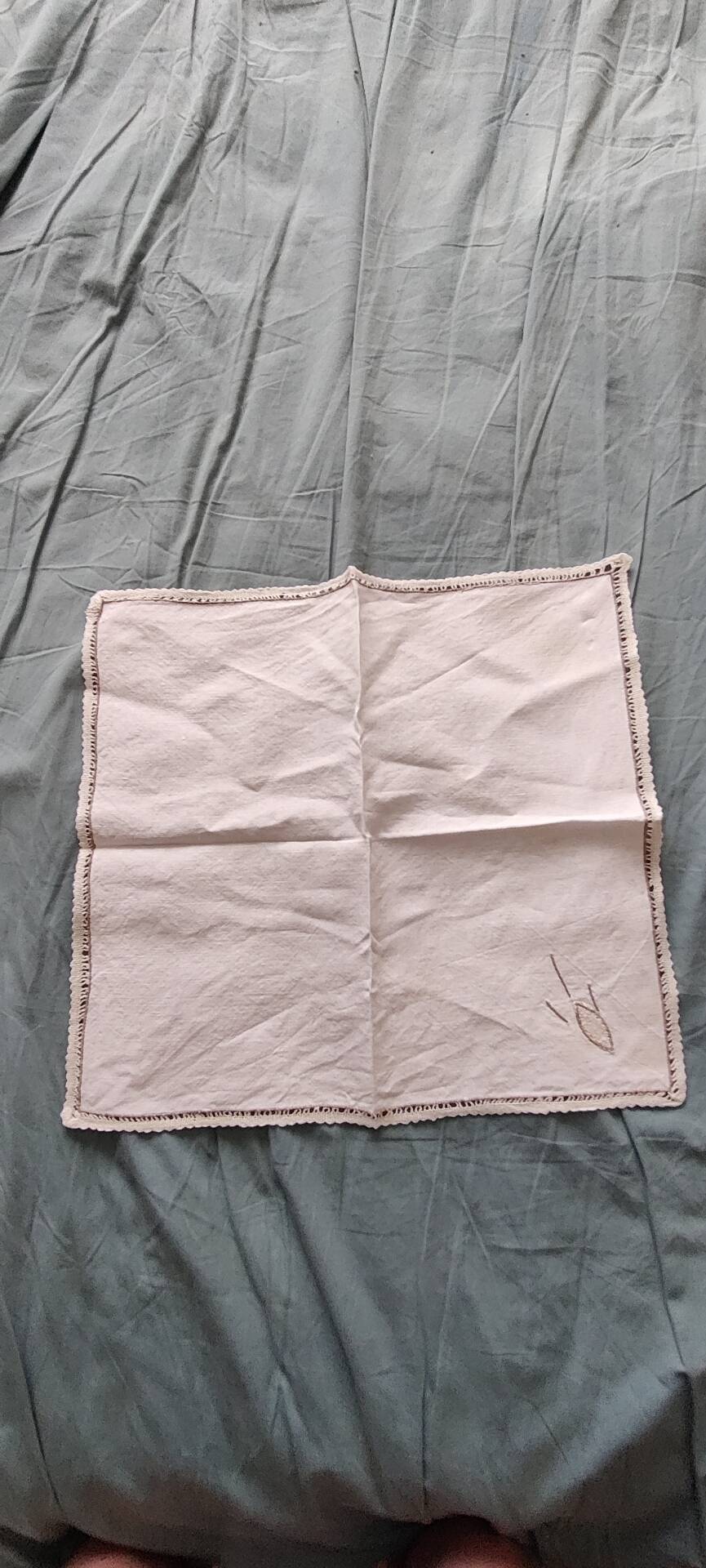 Vintage embroidered tablecloth and its 12 napkins.