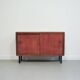 Cabinet en teck vintage avec portes coulissantes