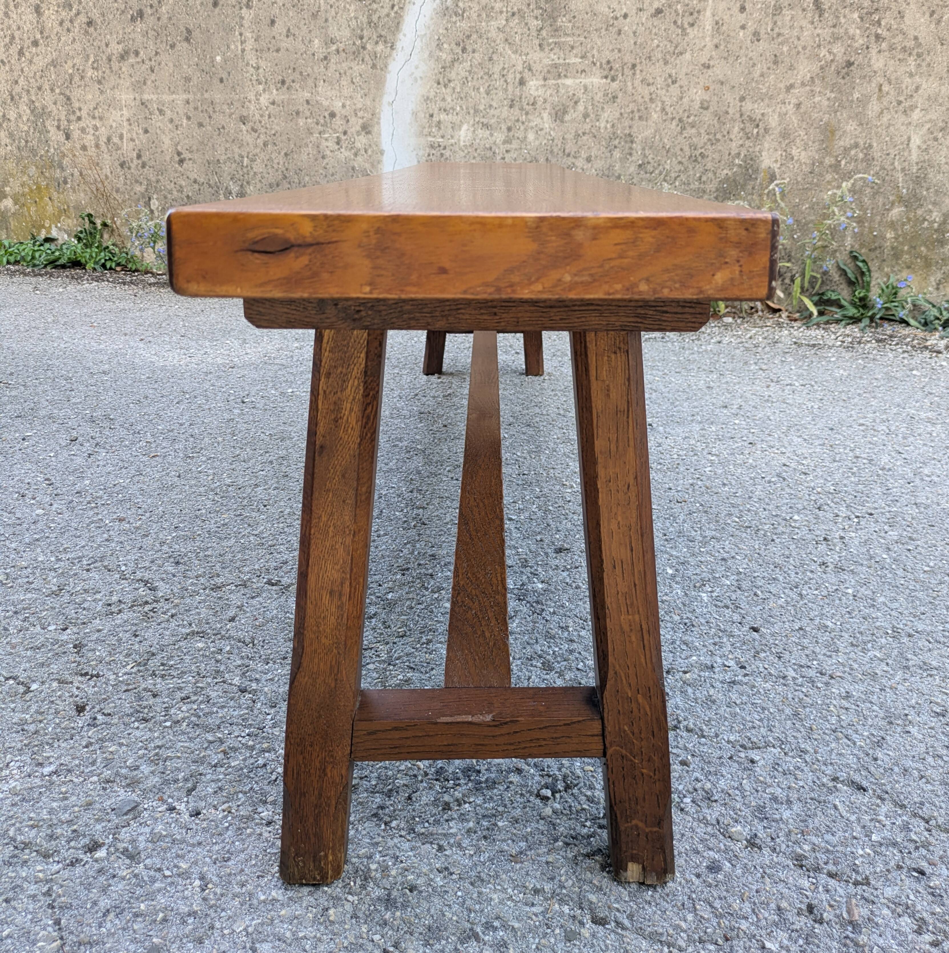 Banc rustique en chêne, France, 1970