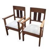 Set of four Art Deco chairs oak Amsterdam School Design 30's