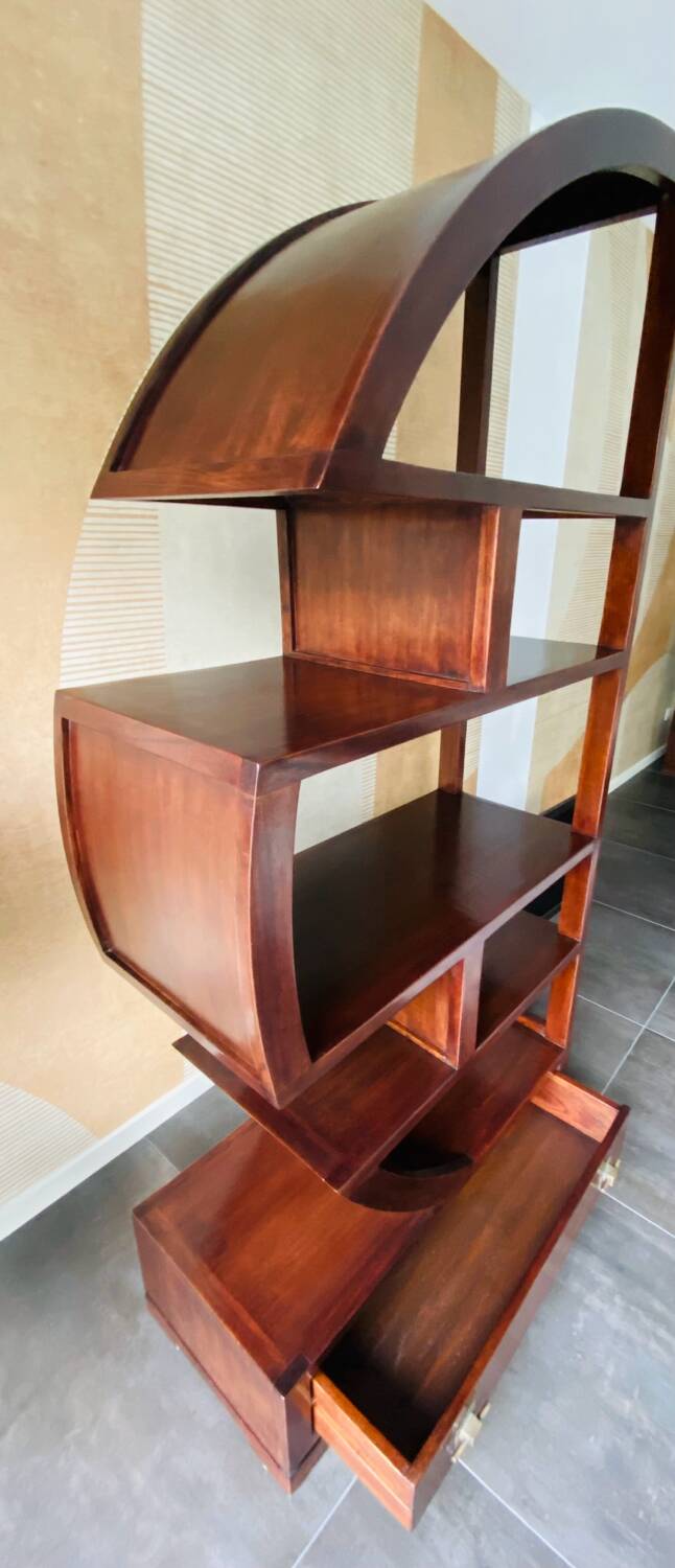Bibliothèque demi-lune teck asiatique