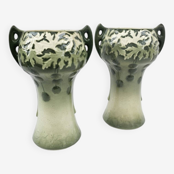 K&g saint-clément - pair of art nouveau vases