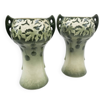 K&g saint-clément - pair of art nouveau vases
