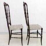 Pair of Gaetano Descalzi Midcentury Italian Chiavari High Back Chairs, 1950