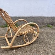 Rocking chair rotin 1960 bambou