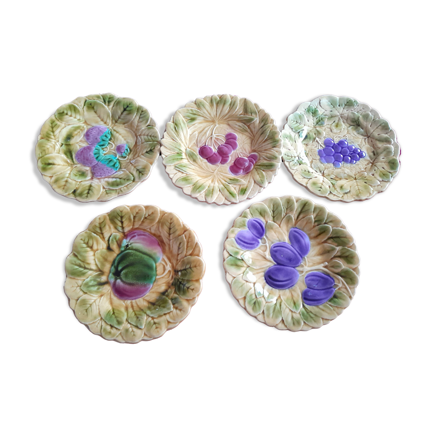 5 Sarreguemines dessert plates in barbotine