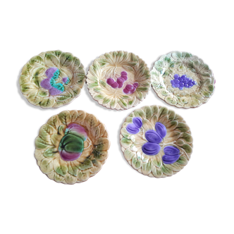 5 Sarreguemines dessert plates in barbotine