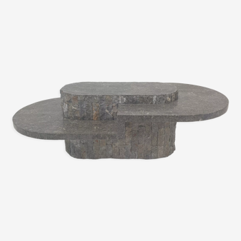 Table basse en pierre fossile, Magnussen Ponte, années 1980