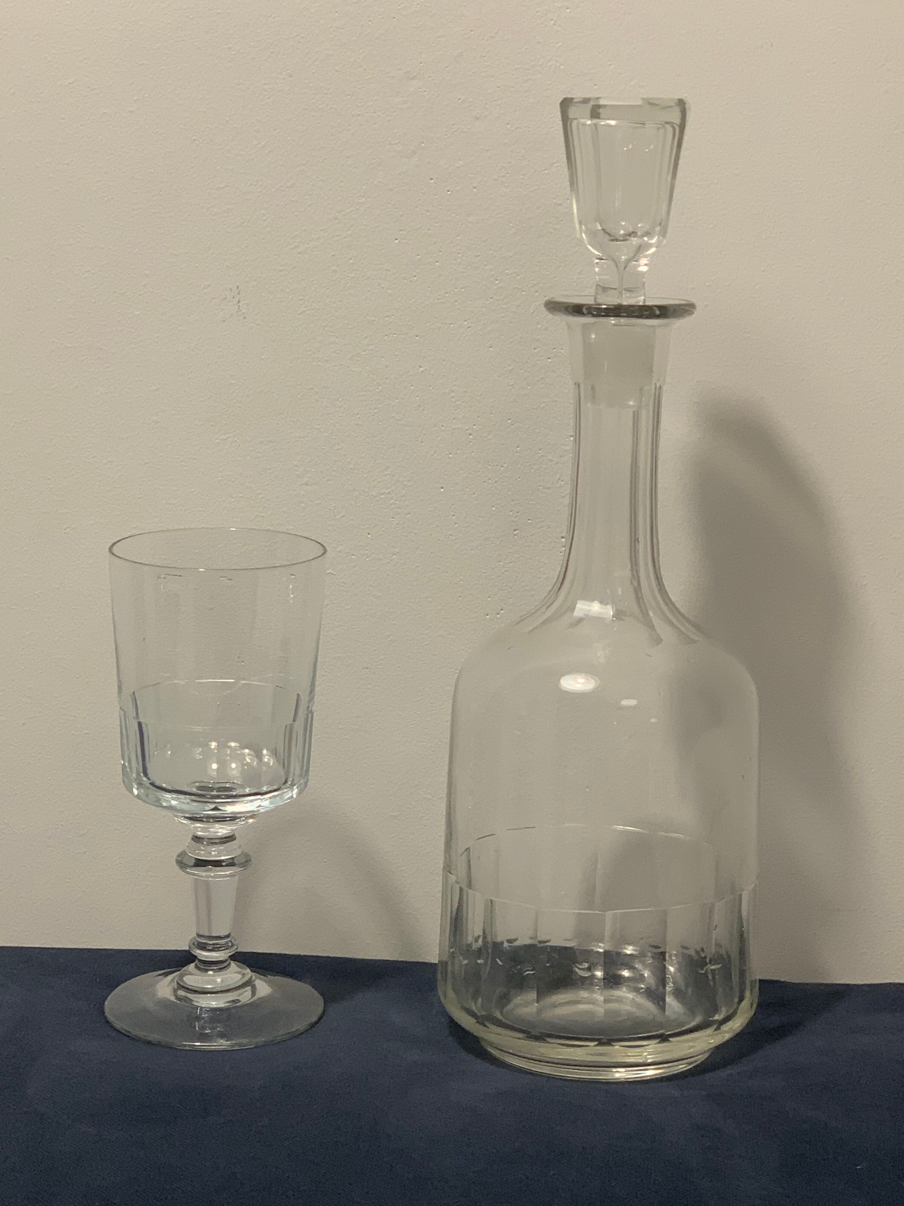 Set of 4 glasses and 1 carafe model Mirabeau early twentieth century