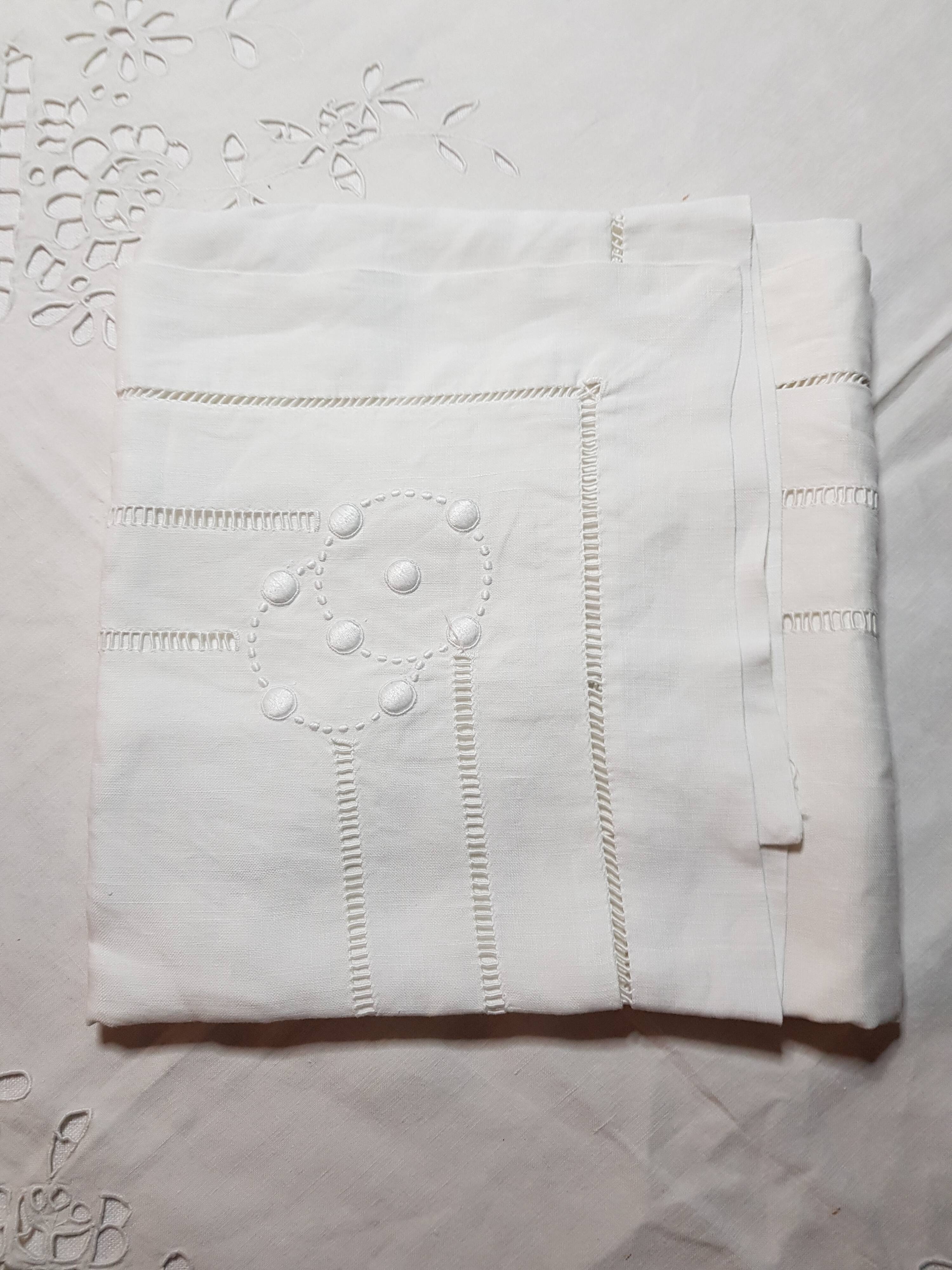 Hand embroidered linen pillowcase