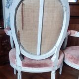 Pair of Louis XVI style medallion armchairs