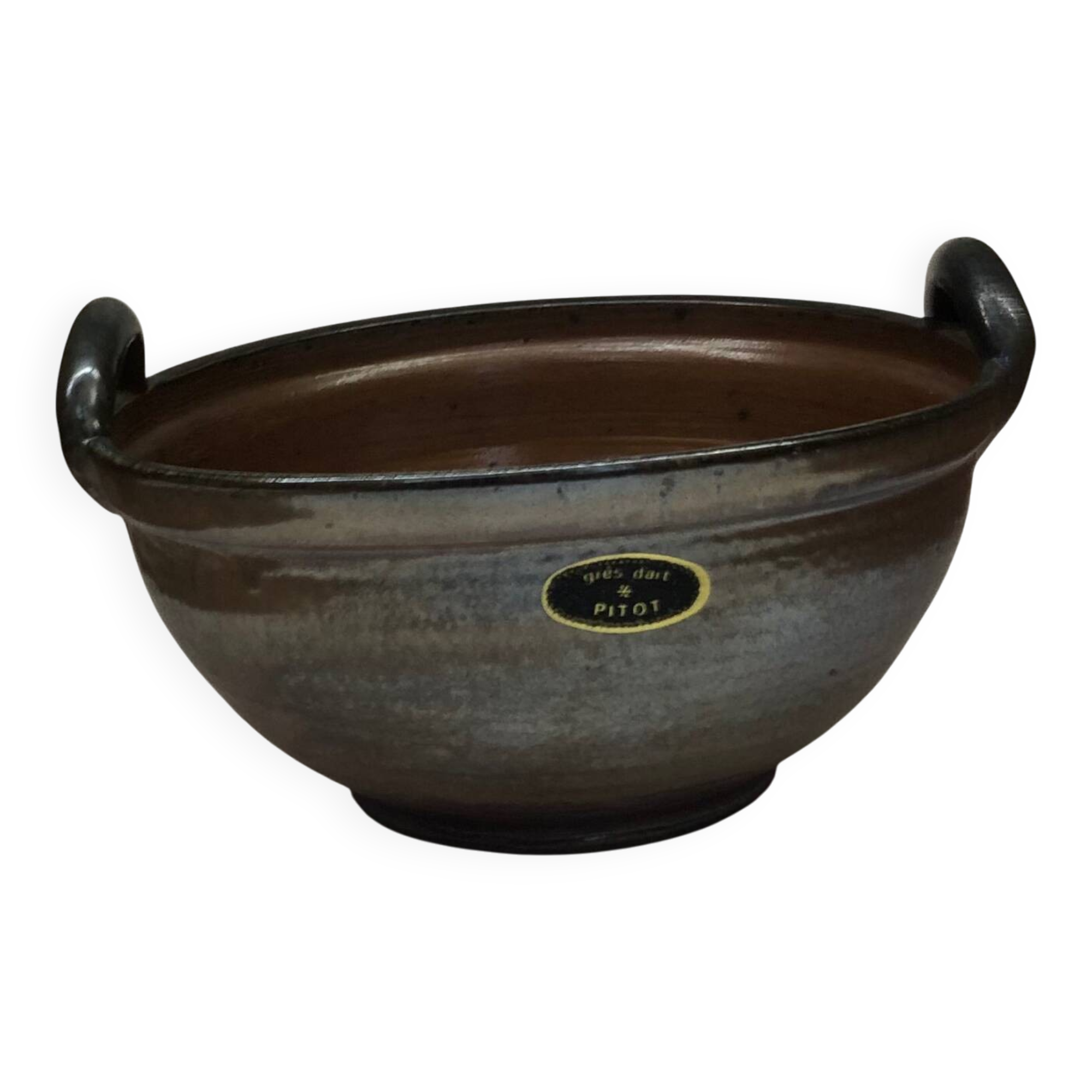 Belgian stoneware dish signed