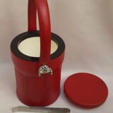 Red leather ice bucket