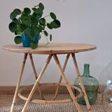 Vintage round bamboo and rattan table
