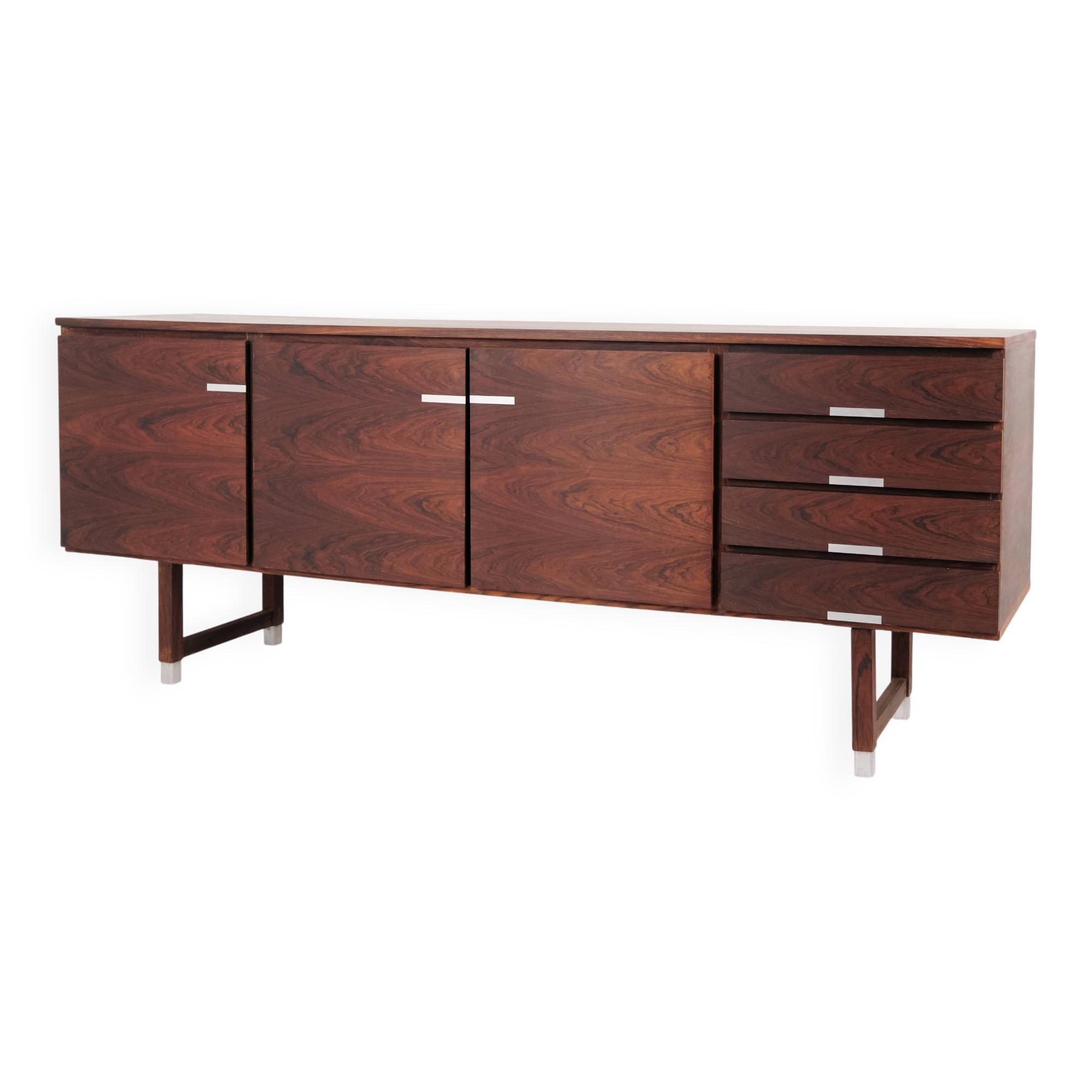 Sideboard - Rosewood - Aluminium handles & feet - Kai Kristiansen - Feldballes Furniture Factory (F M Furniture) - 1960s