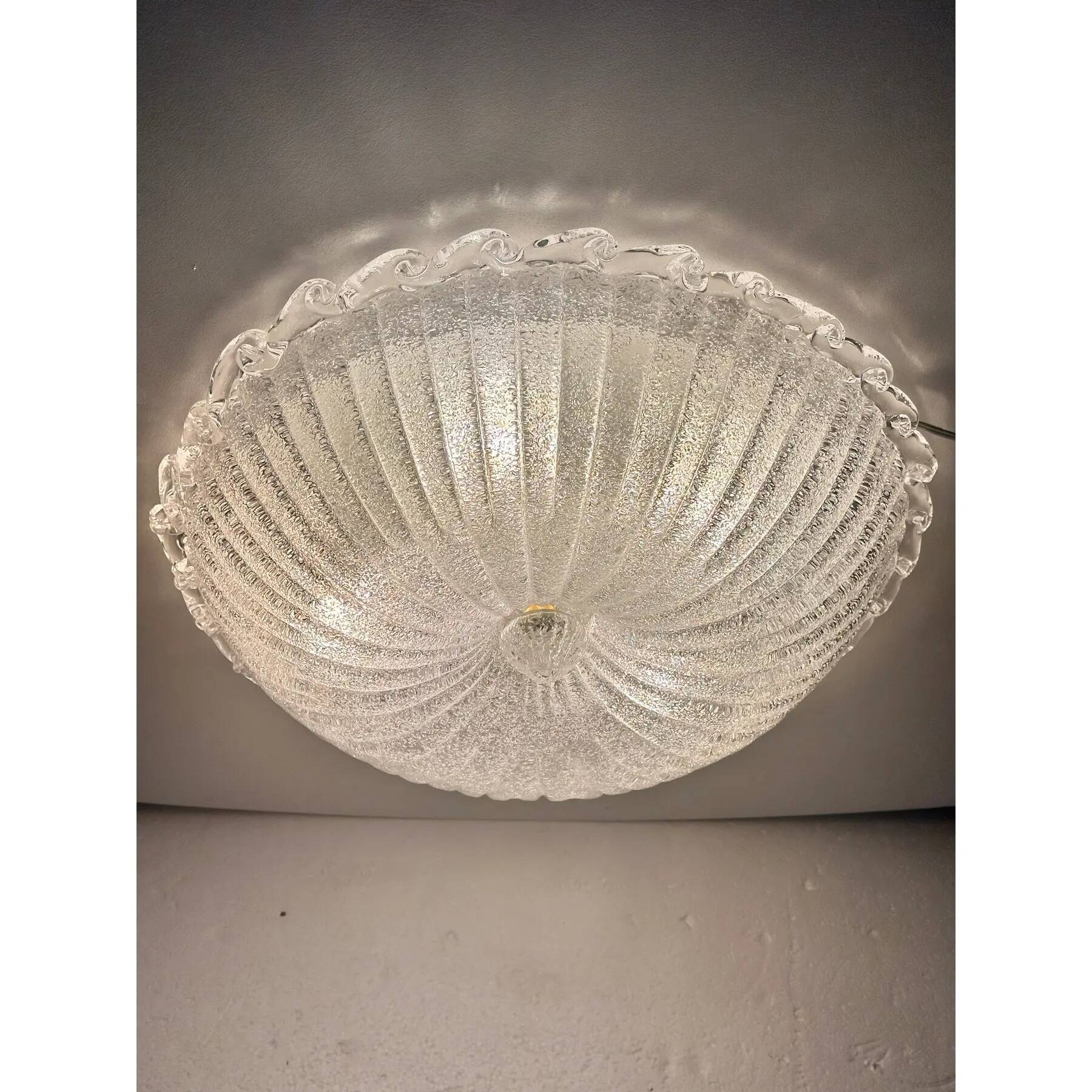 Traditional Italian White "Graniglia" Murano Glass Flush Mount in 70' Style