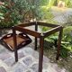 Table basse de bateau vintage pliante en bois et laiton