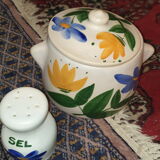 Service faïence 1970 décor peint à main levée