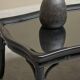 Coffee table in artificial bamboo, black lacquered wood and glass, 1960s.