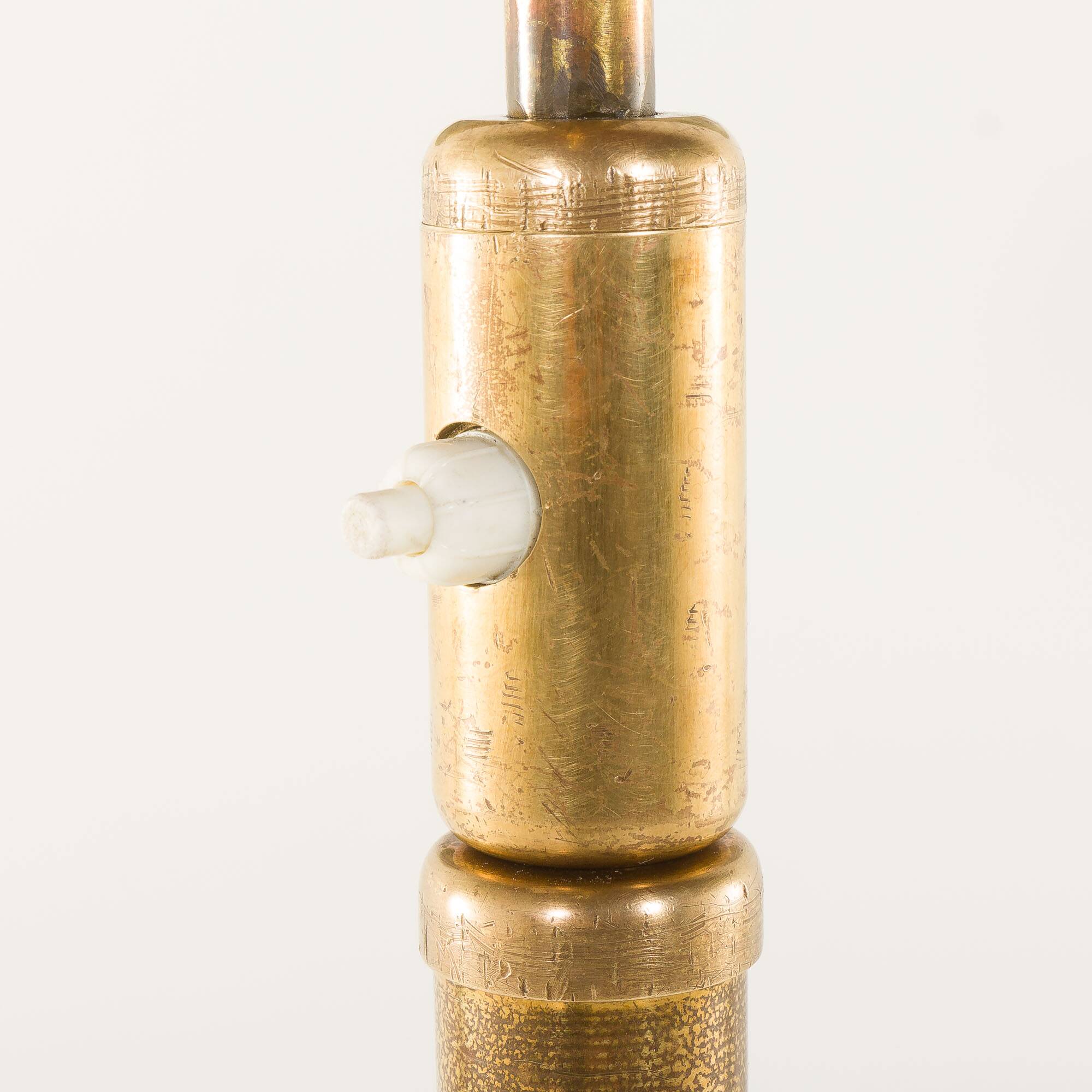 Italian swing arm brass floor lamp with marble base, 1970s