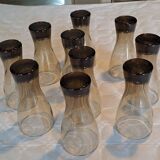 Set of 10 smoked glasses from the 60s/70s