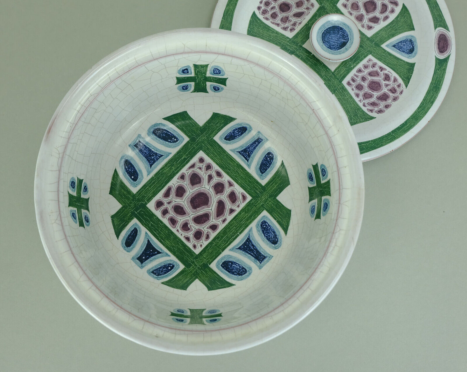 1920s majolika karlsruhe vessel with lid art déco pottery model 1966