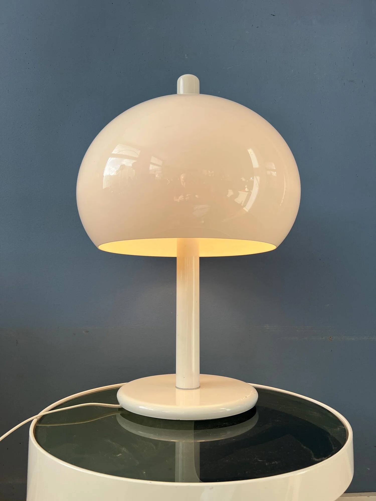 Lampe de table champignon vintage blanche Dijkstra style spatial