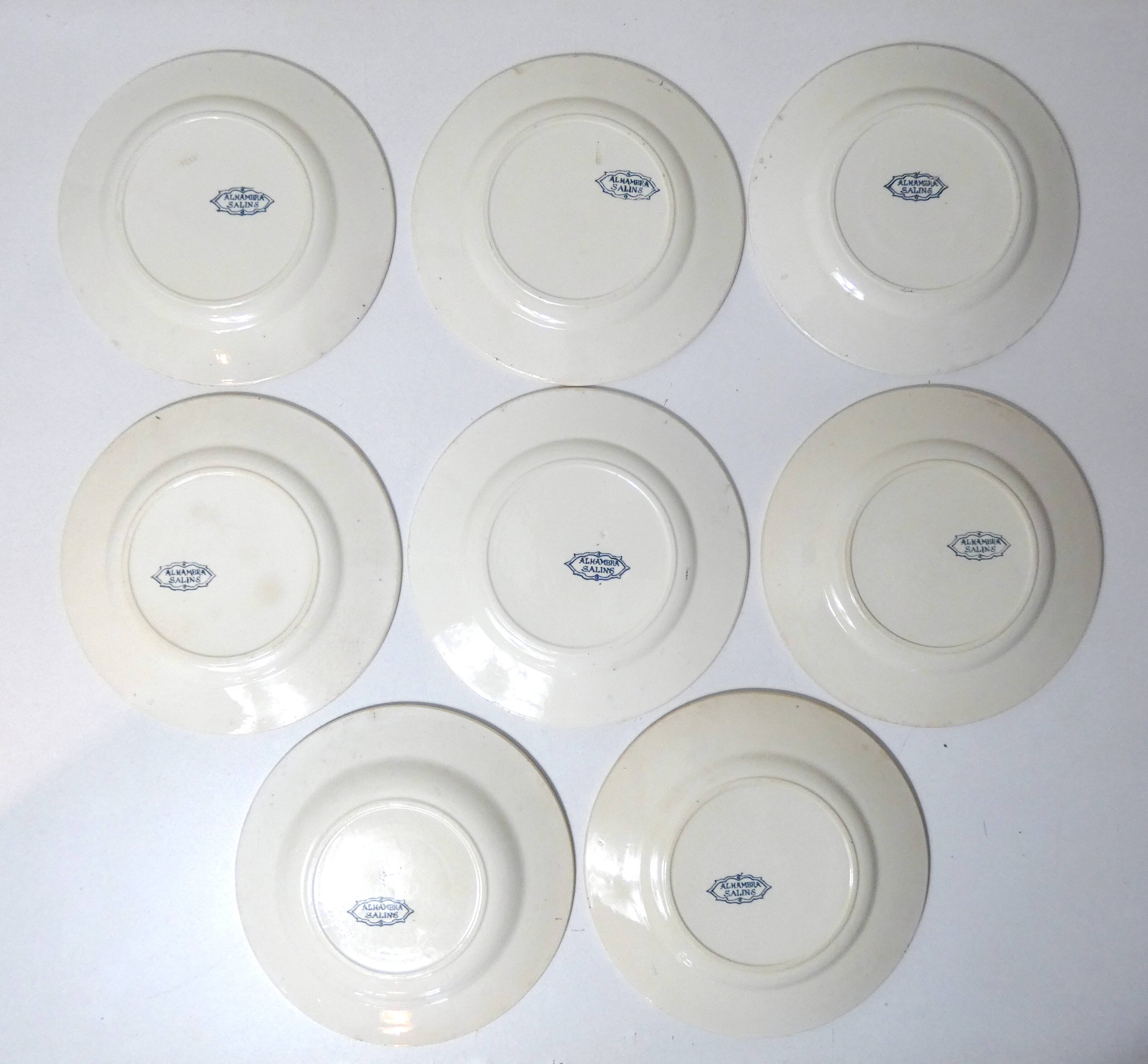 Terre de fer 8 Art Deco flat plates ALHAMBRA model blue SALINS