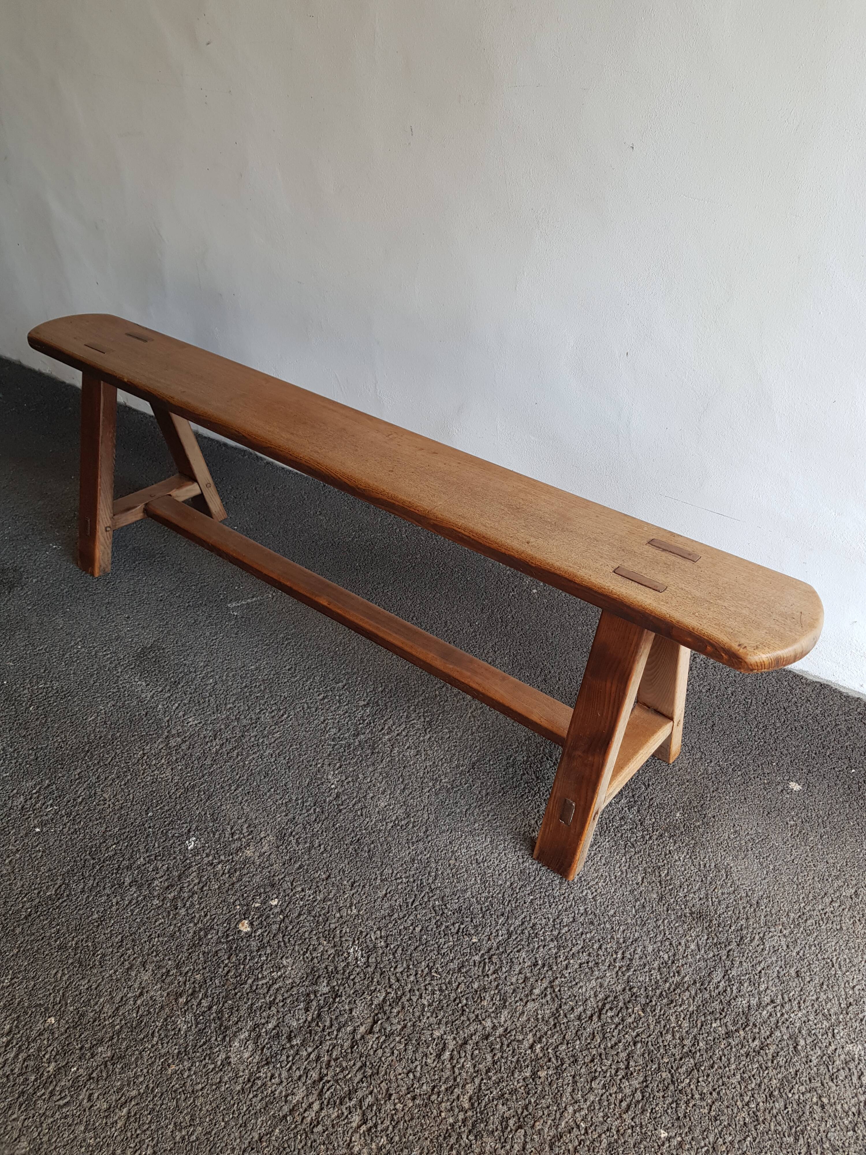Country-style bench in solid oak
