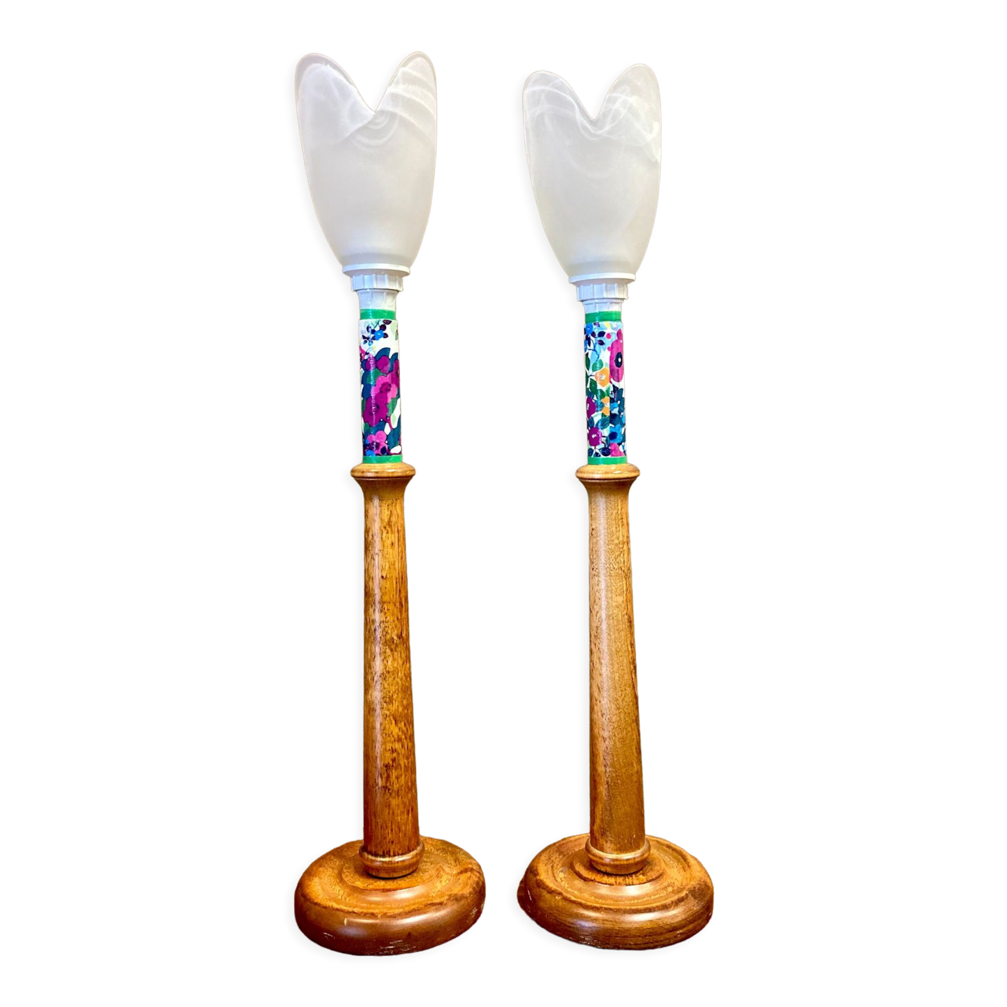 Pair of lamps glass paste Scandinavian design 1950.