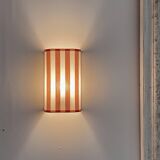 Pair of striped fabric wall lights