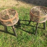 Two rattan stools 80s